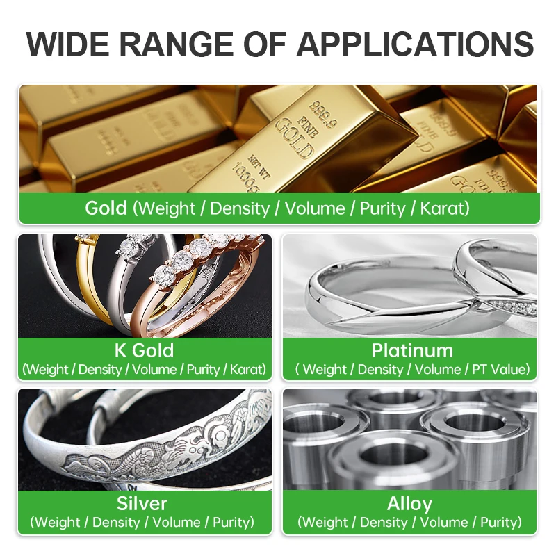 0.01g 320g Gold Digital Precious Metal Analyzer for Gold Purity Analysis, Portable Gold Density Tester Rechargeable