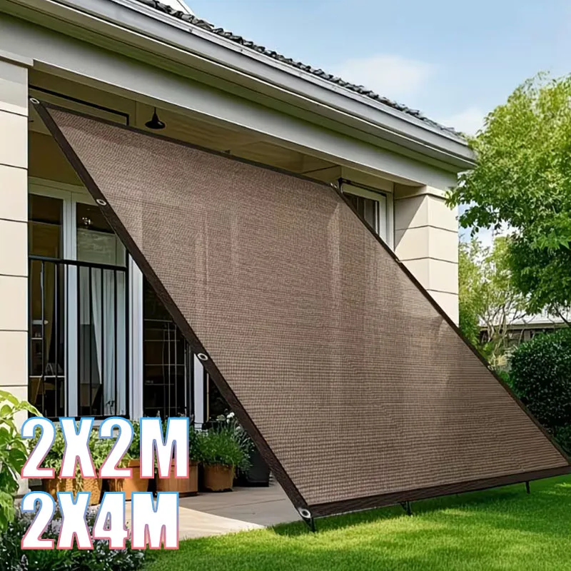 2x2m/2x4m Black Sun Shade Net Beige Shading Net UV Protection Plant Shed Outdoor Sunshade Mesh HDPE Sunscreen Fabric Sunshade