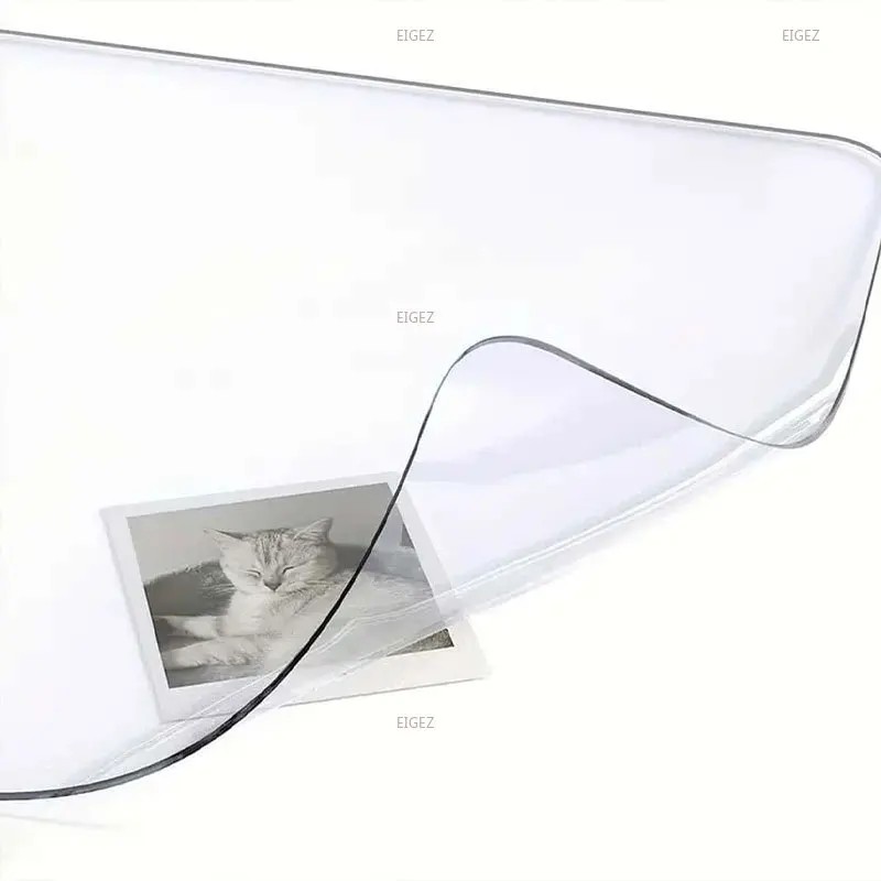 PVC Transparent Tablecloth Waterproof Oil Resistant Dining Table Household Insulation No Wash Desk Pad, Soft Glass Crystal Board