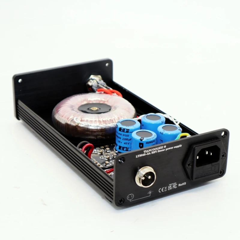 TIANCOOLKEI 30W (O transformer) - LT3045 4 IC parallel output 2A current ultra-low ripple HiFi DAC linear power supply DC 5V 12V