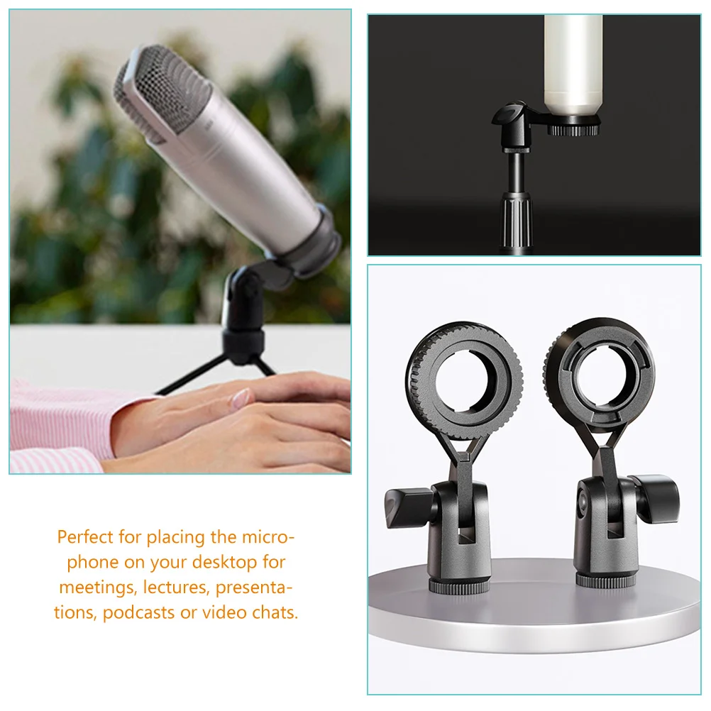 

4pcs Desktop Microphone Stand Adjustable Clip for Wireless Mics Standard Threaded Connection 270 Degree Rotation Mic Holder