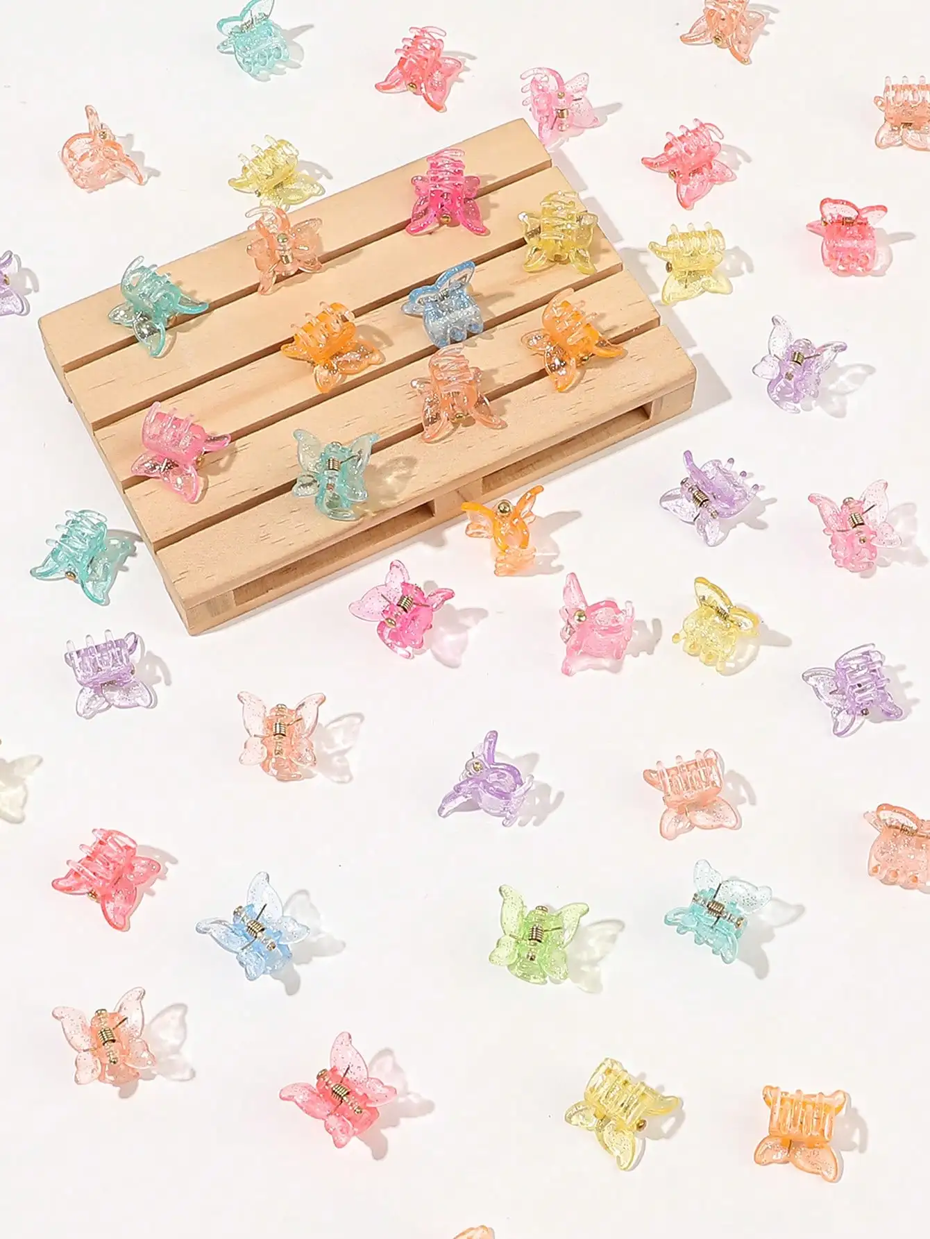 50-teiliges Mini-Schmetterlings-Haarklammern-Set in verschiedenen Farben, schöne Haarklammern, Zubehör für Frauen, Mädchen, Babys – Detail 7