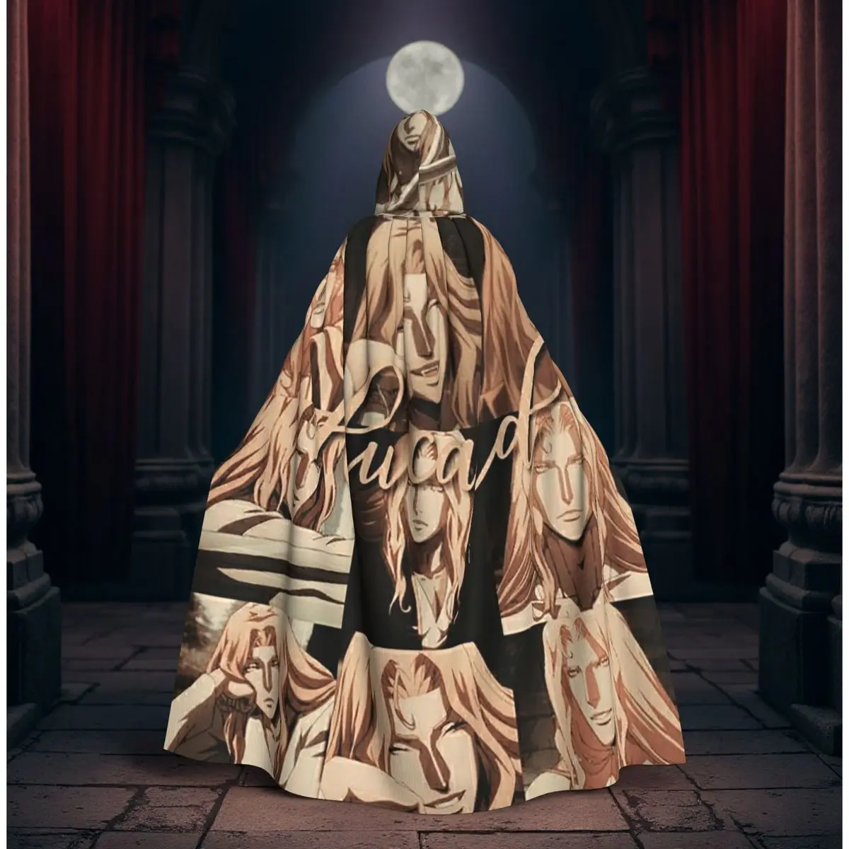 

Длинный плащ с капюшоном Alucard Castlevania, средневековый костюм ведьмы, накидка для косплея, плащ на Хэллоуин, унисекс для взрослых