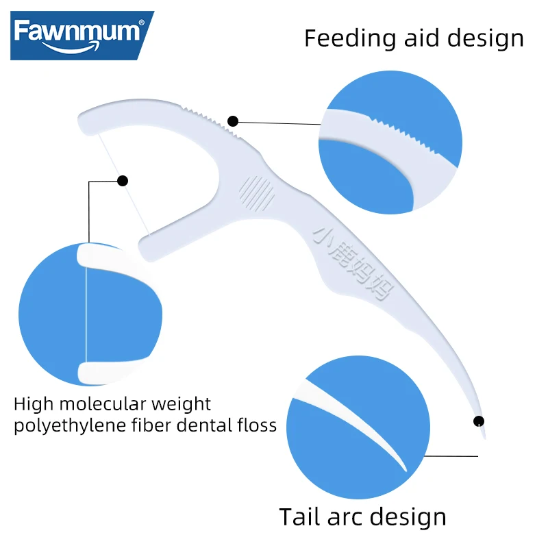 Fawnmum 5x100 Pcs/Lot Disposable Dental Flosser Toothpick Floss Pick Teeth Stick Interdental Brush Oral Gums Teeth Cleaning Care