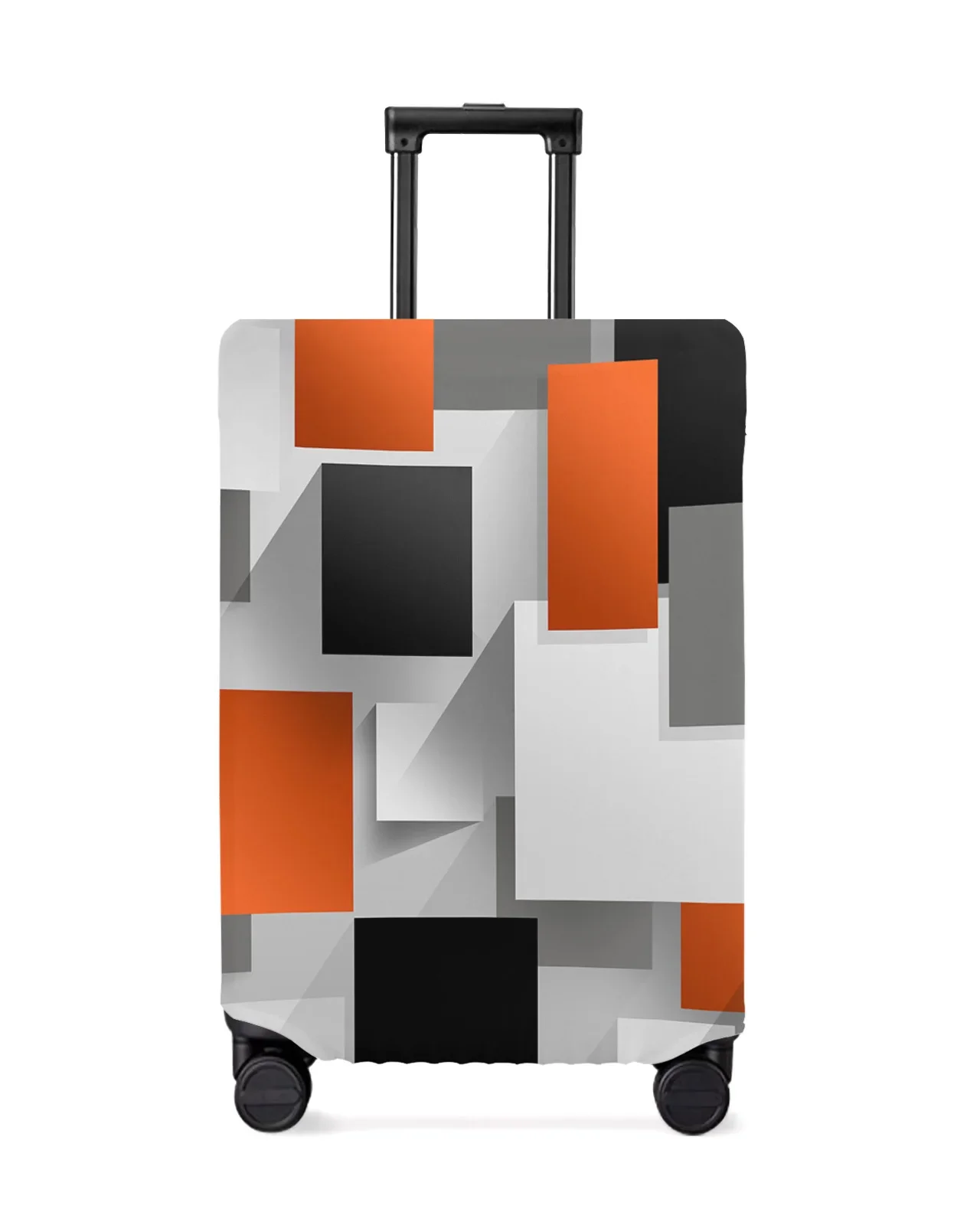 Geometric Figures Orange Abstract Luggage Cover Stretch Baggage Protector Dust Cover for 18-32 Inch Travel Suitcase Case