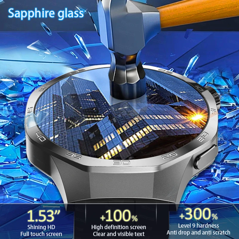 2025 New For Huawei Xiaomi GT5Pro Smart Watch Men NFC GPS Tracker Sapphire AMOLED Screen Heart Rate Bluetooth Call SmartWatch