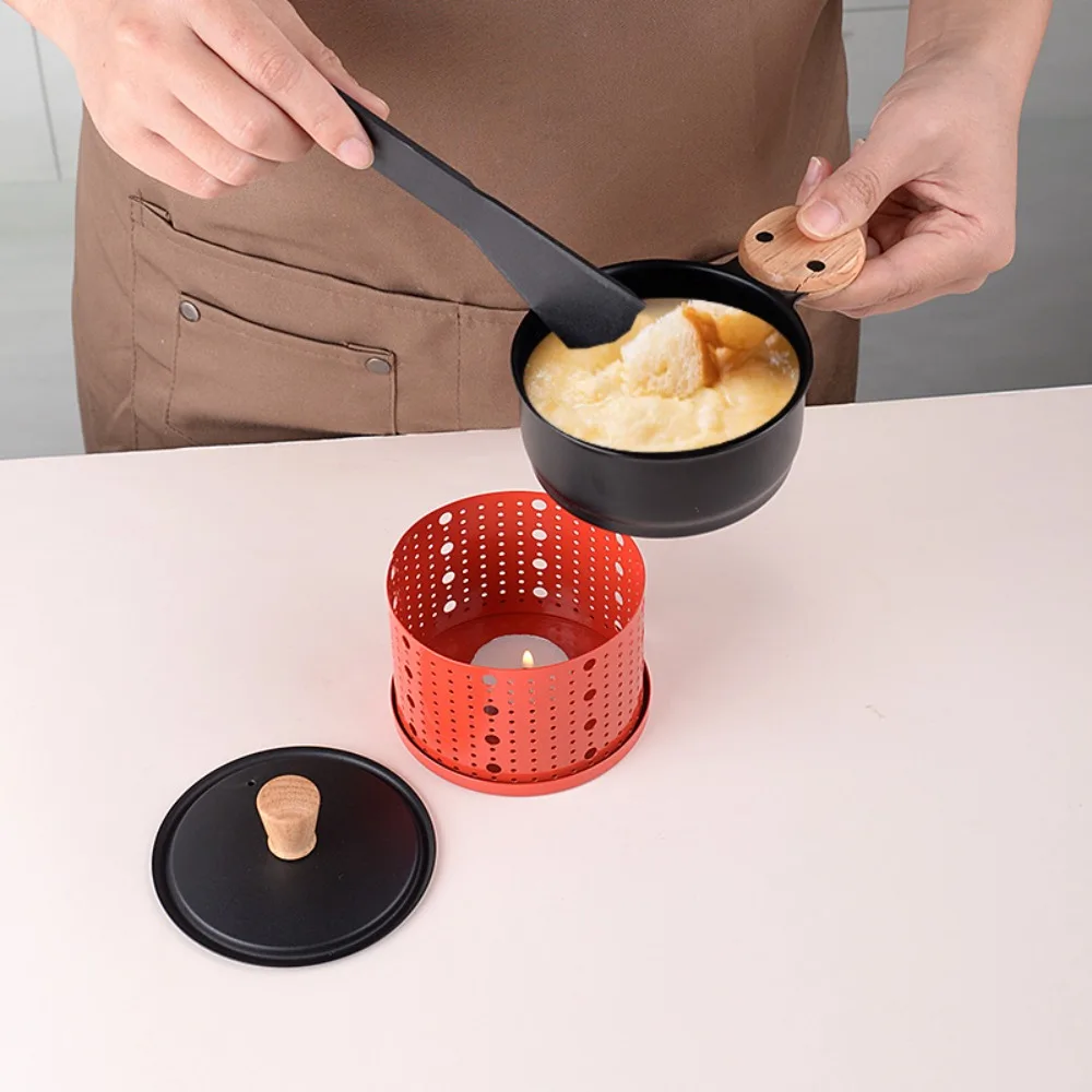 Non-stick Cheese Grill Windproof Cylindrical Cheese Raclette Pot with Shovel with Candle Cheese Raclette Oven Baking