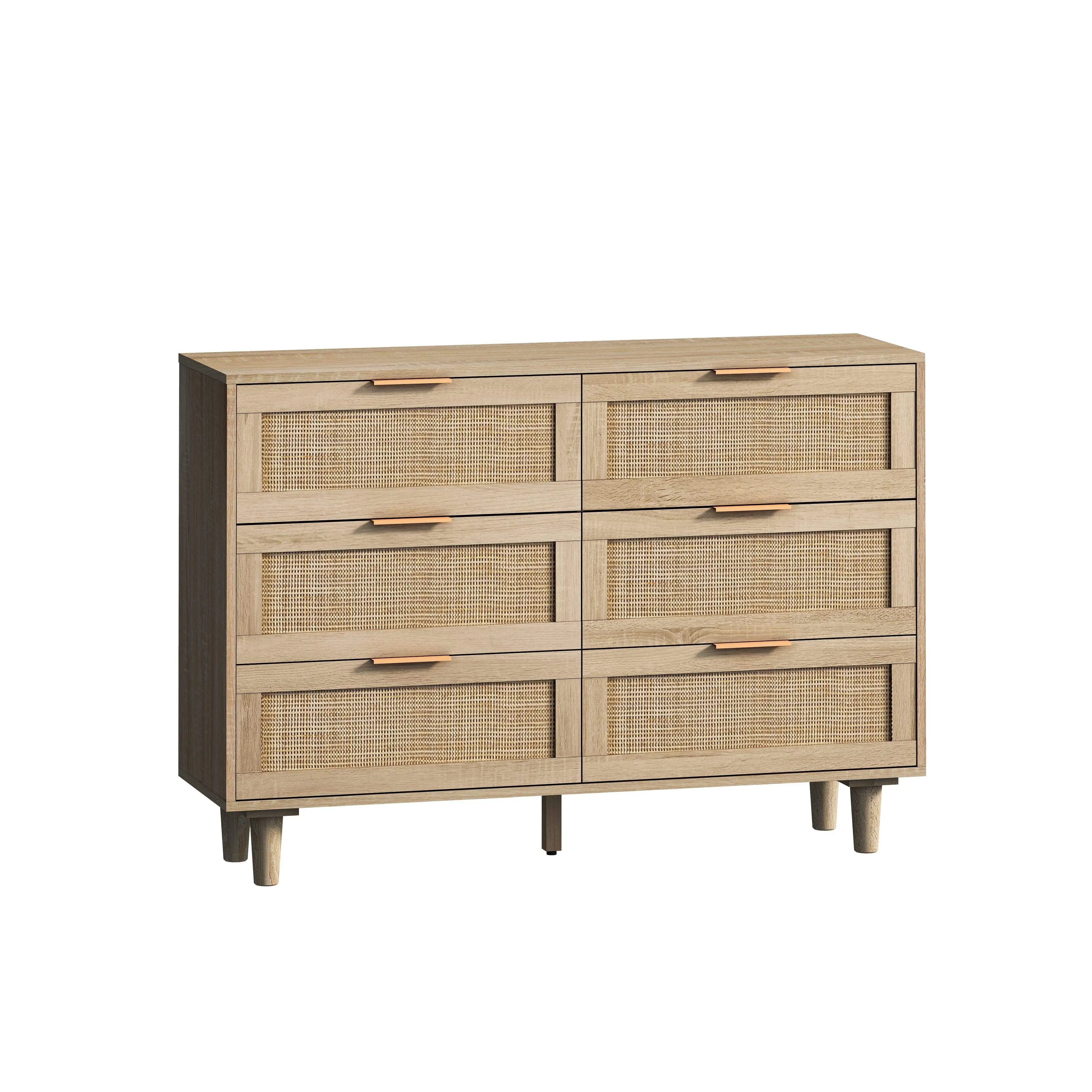 Z DU'S Modern Solid Wood Cabinet,European Style 6-Drawer Storage Unit,Elegant And Practical. Ideal For Living Room And Bedroom U