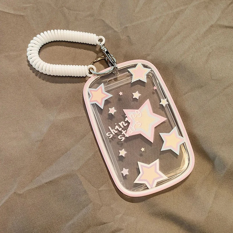 Soporte transparente para sesión fotográfica de estrellas brillantes, llavero, fundas para fotos, funda para tarjetas de autobús, Protector de fotos para estudiantes, 3 pulgadas