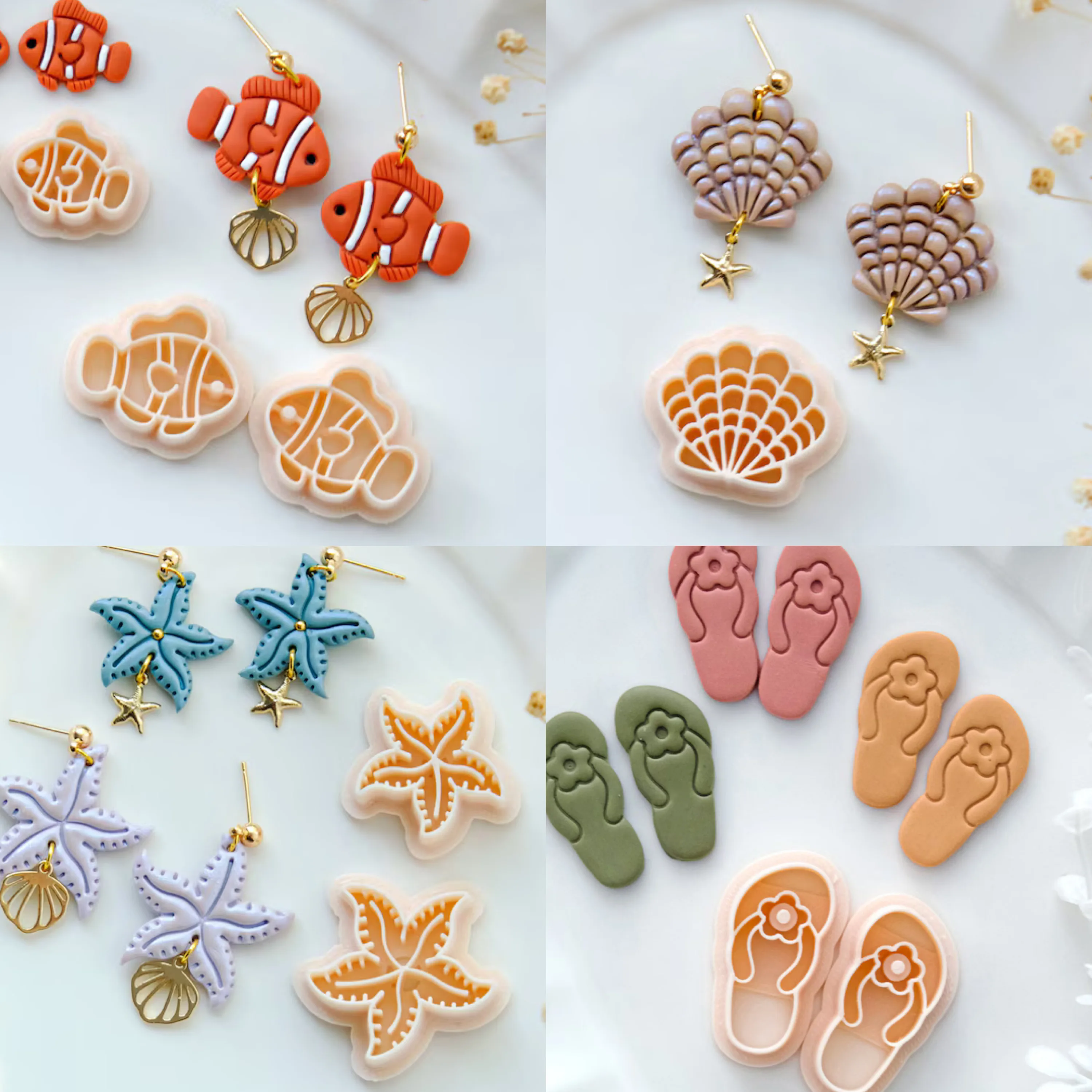 Seashell Polymer Clay Cutter | Summer Clay Cutters | Clay Earring Cutter | Polymer Clay Cutter for Jewelry Making Polymer Clay