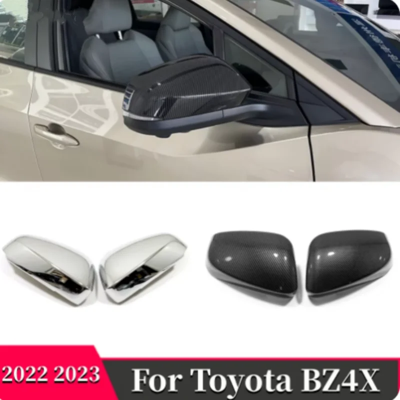 Guarnição cromada/carbono para toyota bz4x 2022 2023 abs espelho retrovisor do carro bloco chuva sobrancelha capa decoração acessórios de enfeite