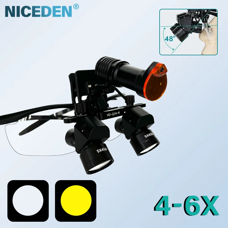 

NICEDEN Dental 5x binocular magnifying glass with 48° Angle for prevention of cervical spondylosis Surgical dental equipment