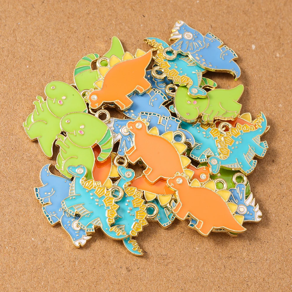 

10pcs Cute Enamel Animal Dinosaur Charms Pendants for Jewelry Making Necklace Earrings Bracelet DIY Accessories Supplies