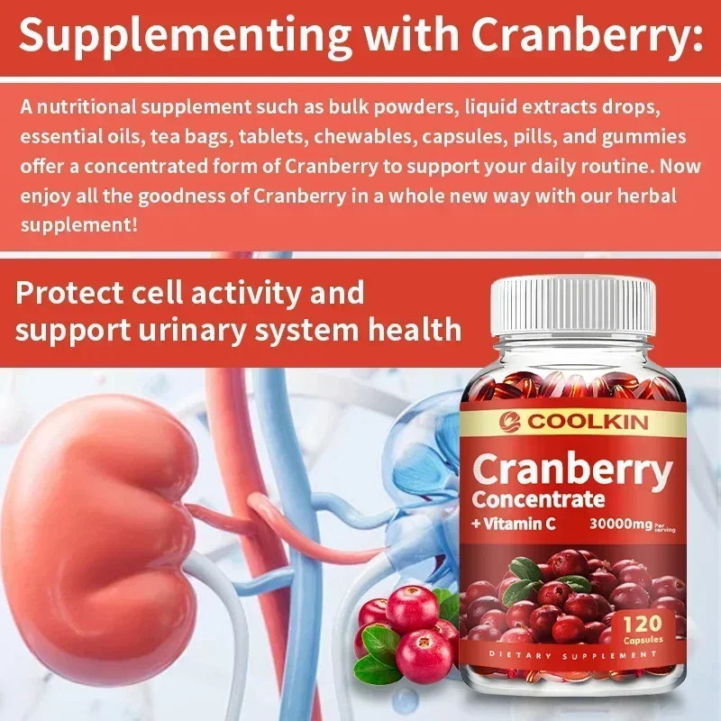 Cranberry - Urinary Tract UT Cleanse & Bladder Health, Gut Health, Immunity - with Vitamin C