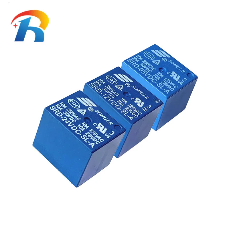 5Pcs Power Relays SRD 05V 06V 09V 12V 18V 24V 48VDC SL A SRD-5VDC-SL-A SRD-12VDC-SL-A SRD-24VDC-SL-A 10A 250VAC SRD 4Pin Relay