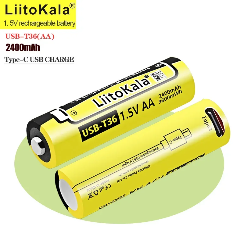 2-60pcs LiitoKala USB-T36 1.5V AA 3600mWh High capacity USB rechargeable li-ion battery for Remote control wireless mouse