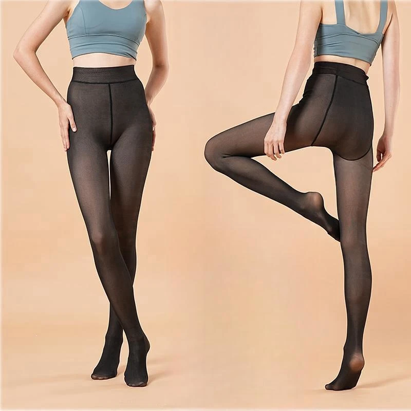 Women Thermal Stockings Sexy Winter Warm Translucent Pantyhose Fleece Thicken Seamless Elastic Tights Woman Velvet Thermo Pants