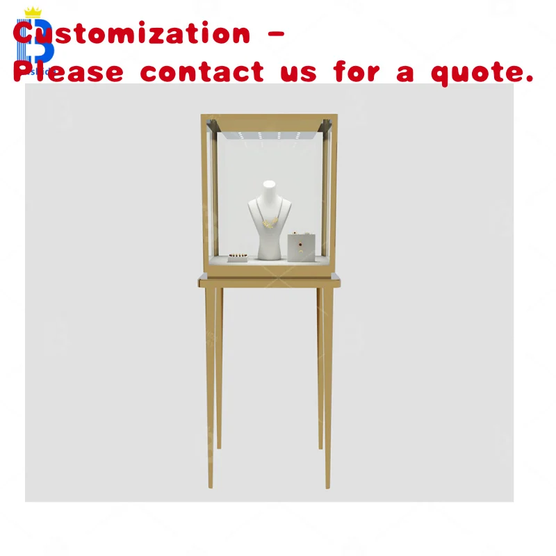 

custom.Custom Luxury Freestanding Jewelry Display Kiosk Lock Glass Cabinet with LED Lighting Waterproof Premium Showcase Jewelry