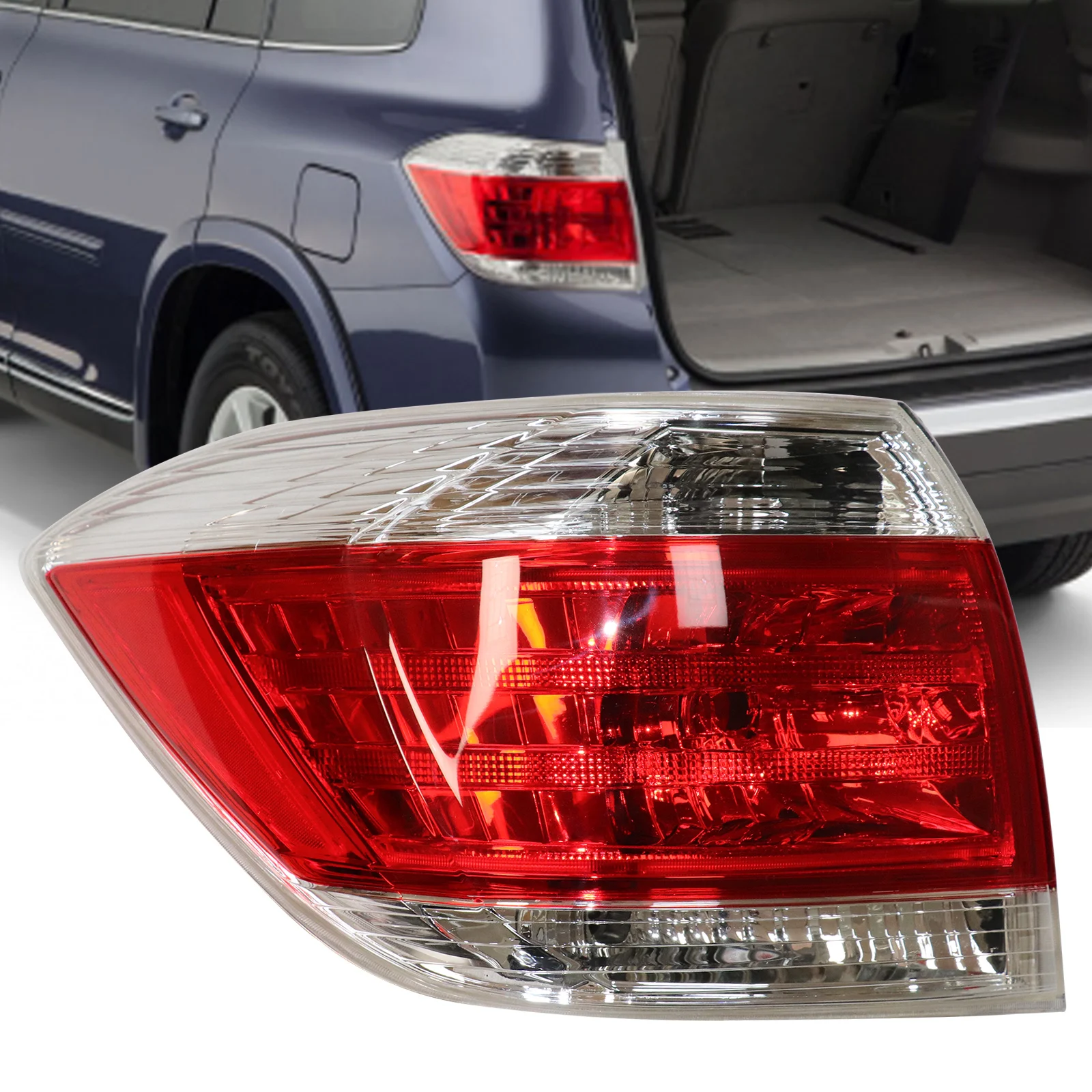 

Tail Lights Assembly for 2011-2013Toyota Highlander Tail lamps Left Driver Side Taillight Clear & Red Lens