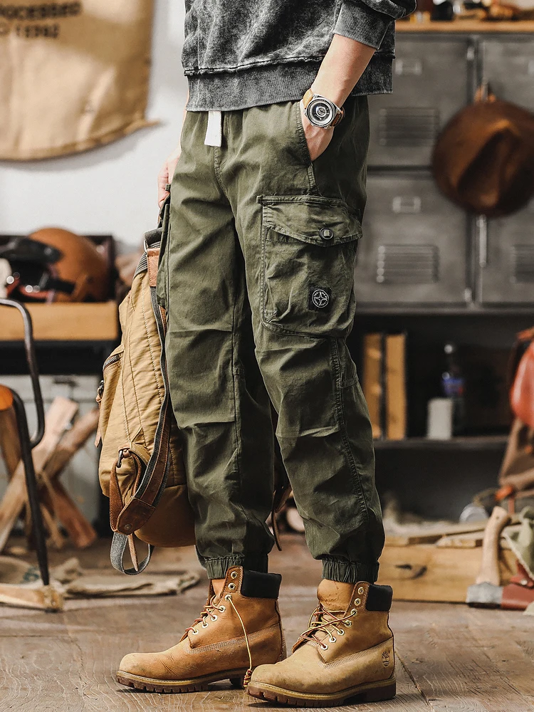 

American Retro Spring Men's Casual Pants Loose Straight Leg Workwear Trousers Autumn Winter Cuffed Faion Brand New 2025