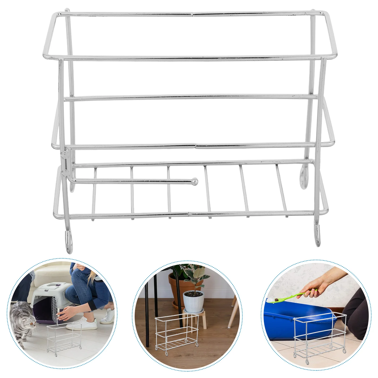 

Cat Litter Shovel Storage Rack Hollow Structure Scoop Holder Spoon Rest Silver Iron Scooper Stand