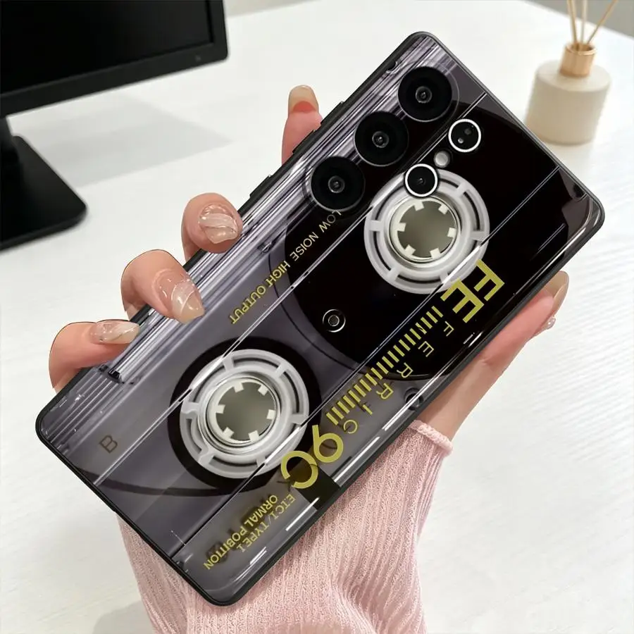 Transparent Gold Cassette Case for Samsung Galaxy S26 Ultra S20 S10 S9 Note 20 8 9 10 S25+ S26+ S24 S23 S24+ S25 Plus S21 FE