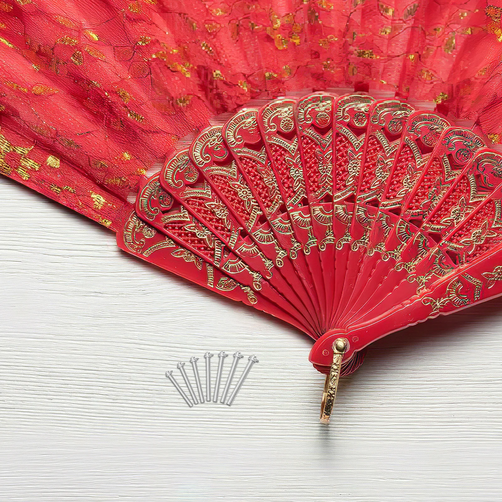 

7Sets Hand Fan Shaft Rivets Nuts Repair Accessory Durable Iron Material Folding Fan Shaft Nut and Rivets Crafting DIY Studs