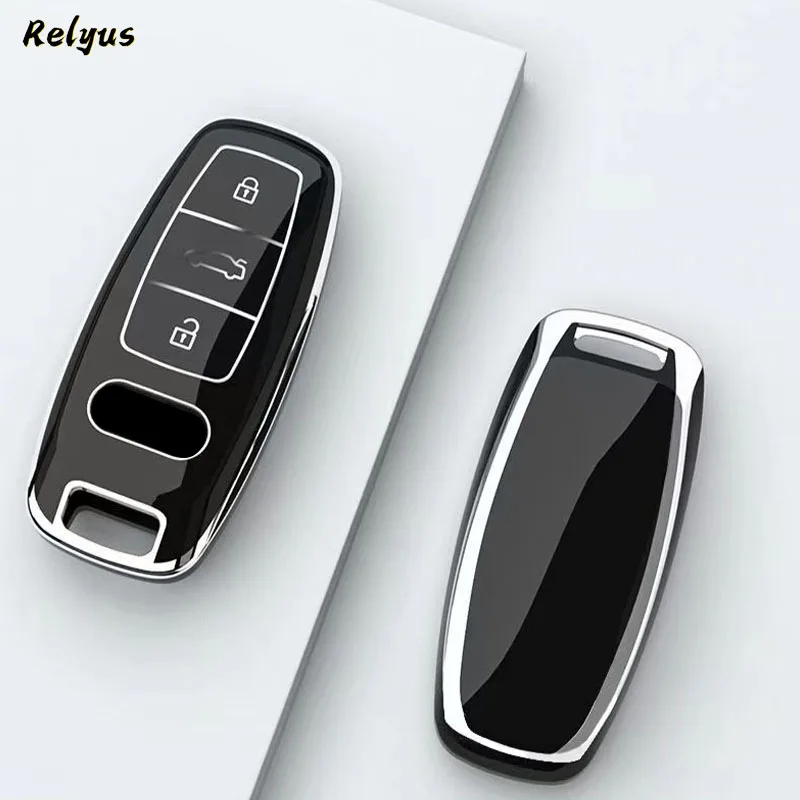 Fashion TPU Car Remote Key Case Cover Shell Fob for Audi A3 A4 B9 A6 A7 4K A8 C8 E-tron Q5 Q8 D5 SQ8 Protector Keychain