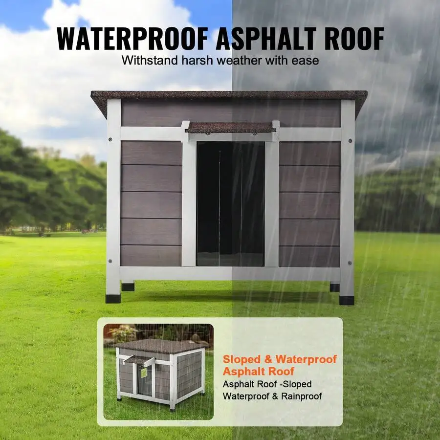 Outdoor Cat House Weatherproof, Cat Shelter For Multiple Cats, Outdoor Wooden Cat Rabbit House With All-Round Foam Insulated, PV