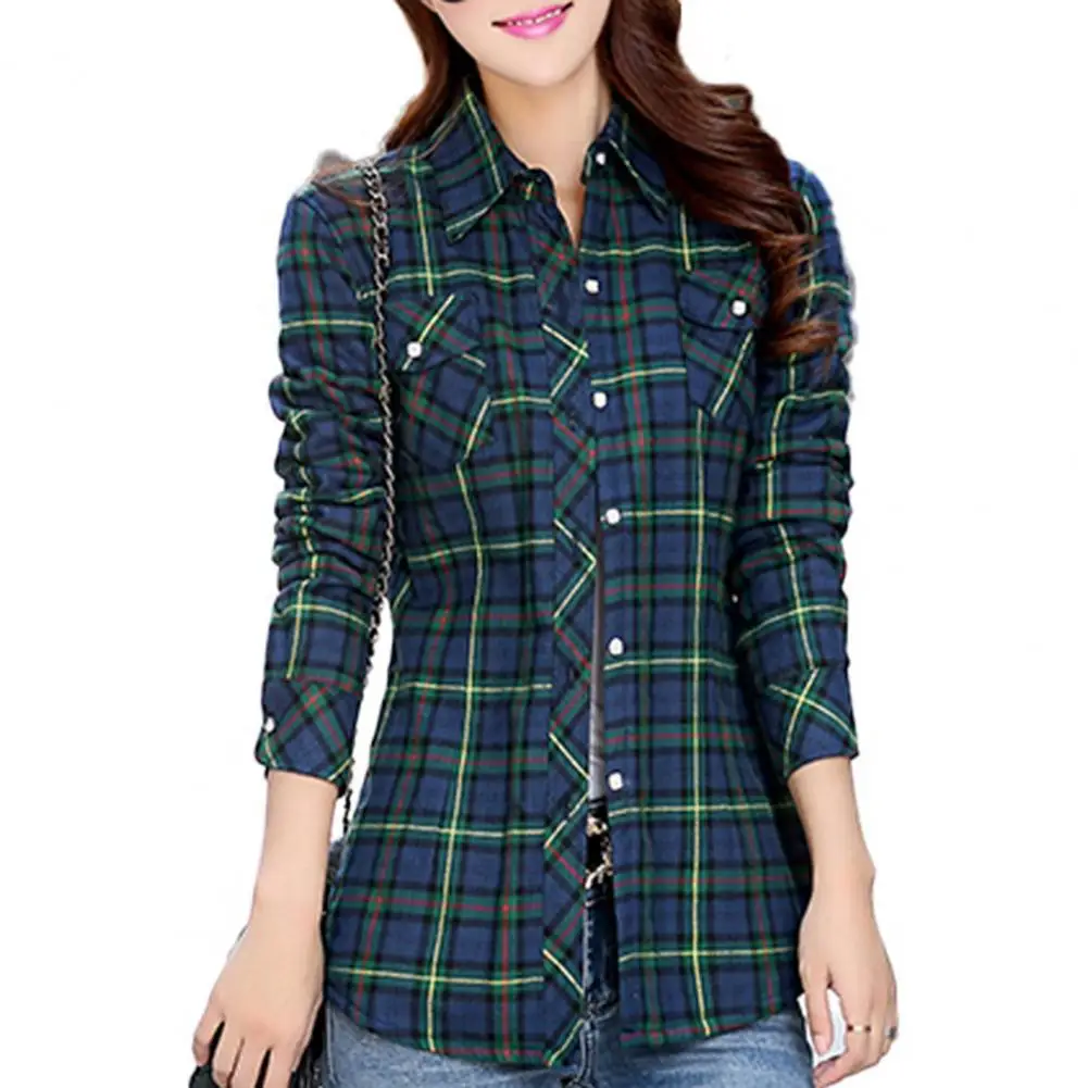 Fleece Lining Women Shirt Warm Plaid Print Shirt Coat Casual Fleece Velvet Plush Thicken Autumn Winter Shirt Coat Lady Outerwear