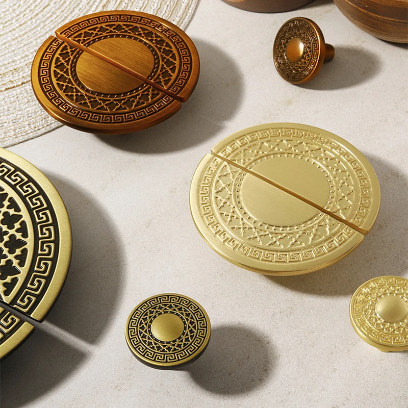 

New Chinese Kitchen Disc Pair Cabinet Door Handle Antique Bronze Wardrobe Small Handle High Quality Drawer Single Hole Handle