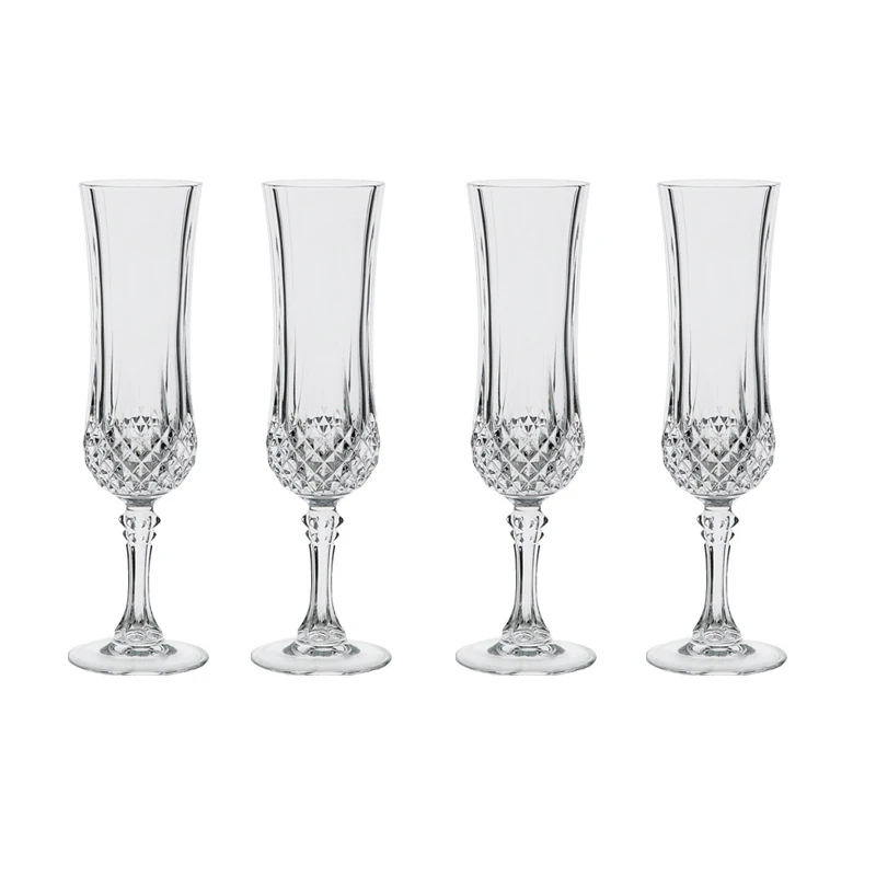 4pcs Set Champagne Goblet High Legged Wine Glasses Cocktail Red Wine Brandy Glasses Drinkware Party Bar Wedding Gift Transparent