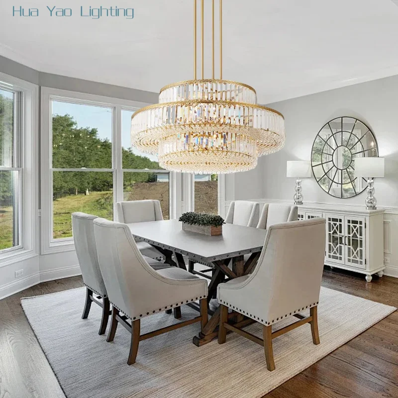 Luxury Gold  House Renovated Clear Crystal Chandelier Designer Living Room Dining Table Classic High-end Lights Lampa Vintage