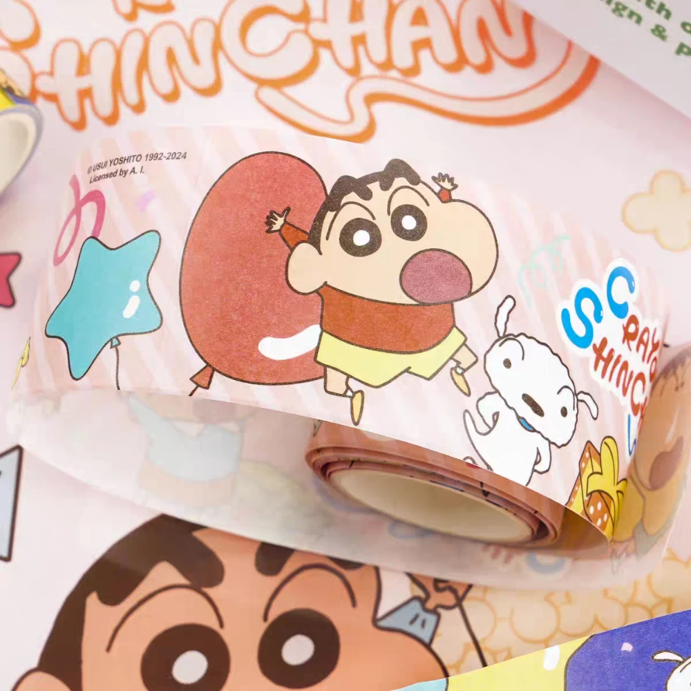 5 rolo anime crayon shin-chan fita adesivo kawaii estudante dos desenhos animados notebooks garrafas de água papelaria adesivos decorativos presentes