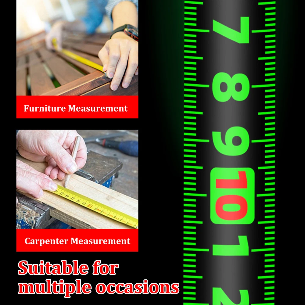 5/7.5/10M Self Locking Fluorescent Steel Tape Measure High Precision Thickened Wear-resistant Measuring Tape Widened Meter Ruler