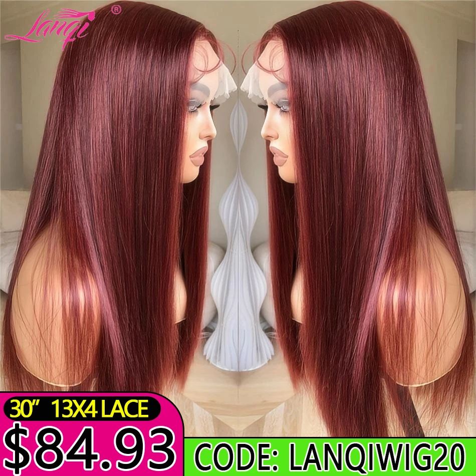 Reddish Brown Straight Wigs13x4 Transparent Lace Frontal Wig Human Hair Lace Front Wigs for Women Colored 180 Density Wig