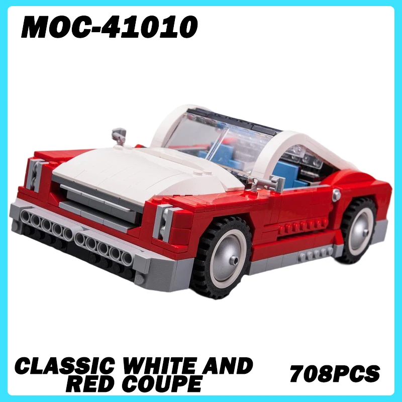 

MOC-41010 автомобильная серия, классический белый и красный купе, модель строительного блока, имитирующая расширяемая головоломка, сборные игрушки, 708 шт.