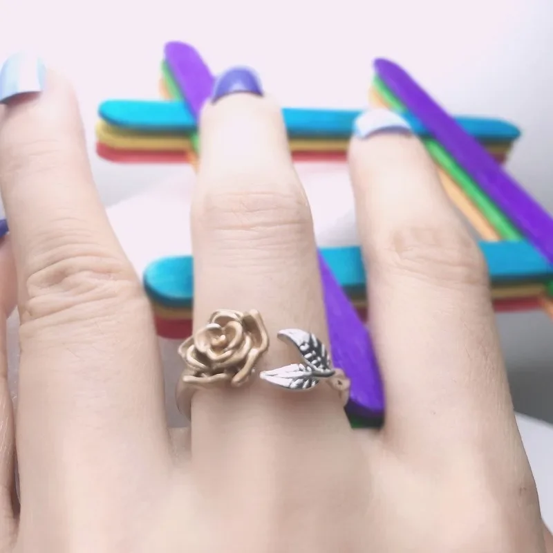 Vintage Elegant Silver Color Rose Flower Rings for Women Girls 2024 New Wedding Party Jewelry Accessories Anniversary Gifts