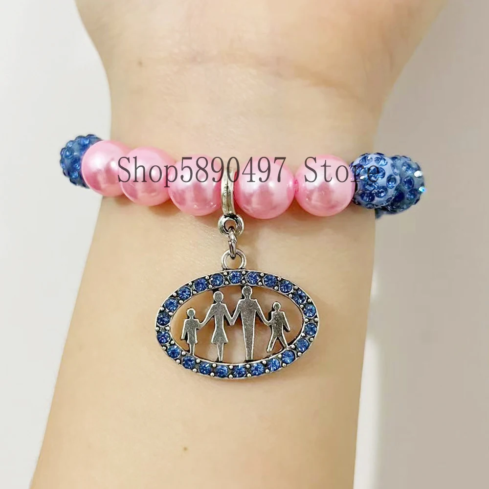 University Greek alphabet Society Pink Blue Jack&Jill Fellowship Pendant Bracelet