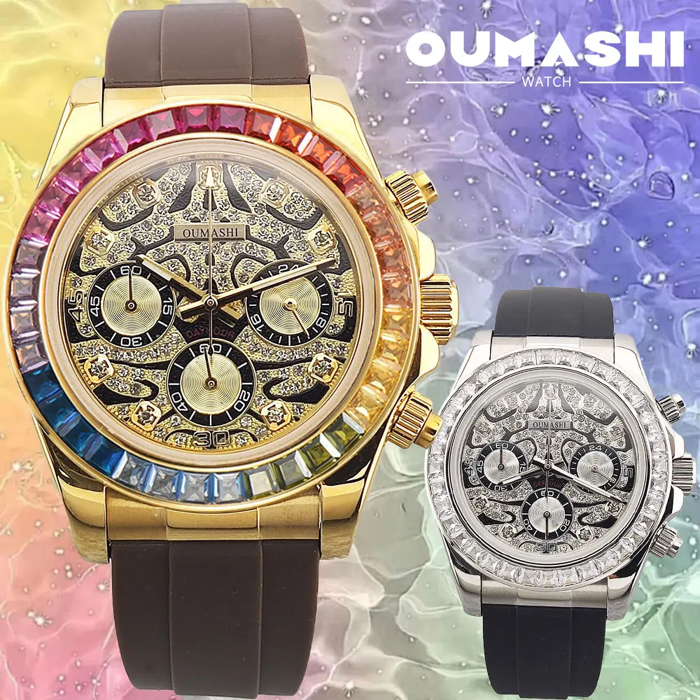 39mm Men's Watch VK63 Movement Customizable logo Chronograph Sapphire Glass Gemstone Dial Luxury Business Men's Waterproof watch
