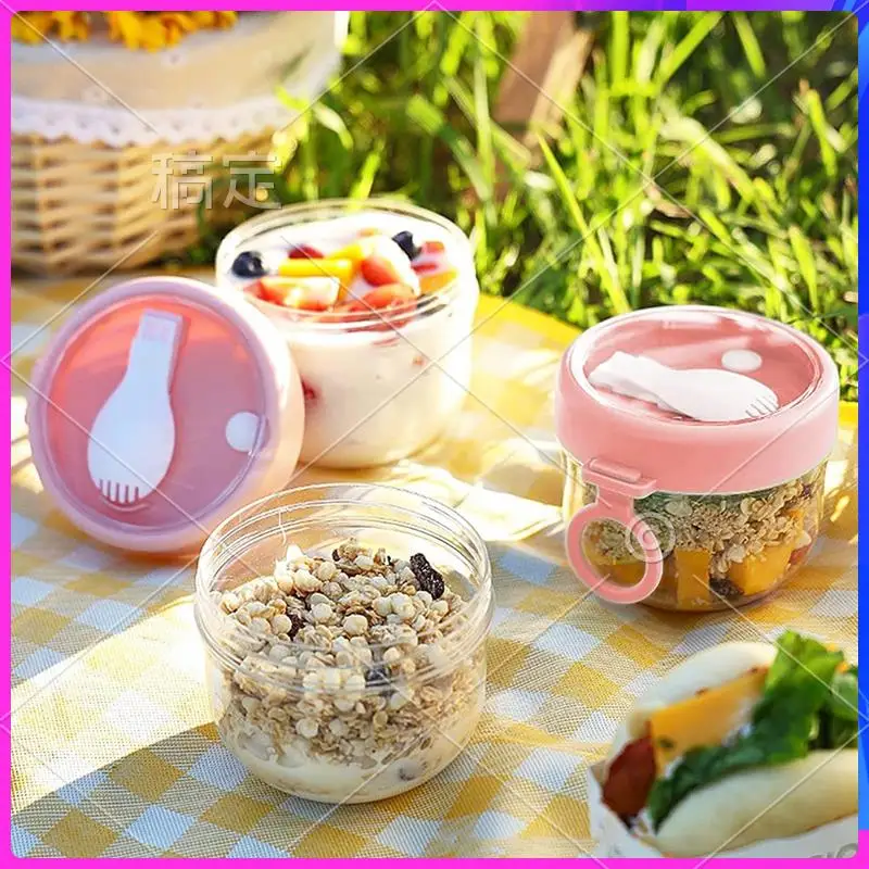 

NEW-4 Pcs Overnight Oats Container With Lids And Spoons, 20 Oz Oats Jars Container For Milk, Fruit And Salad Storage (Pink)