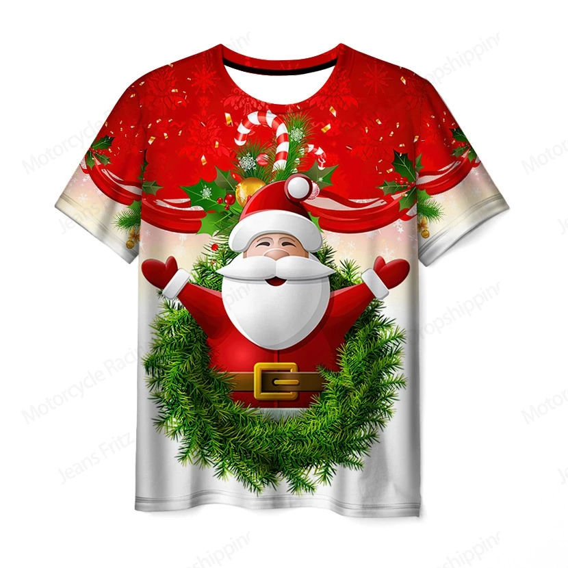 Christmas Santa Claus 3d Print Tshirt Men Women Fashion Oversized T-shirt Harajuku Short Sleeve Tops Tees Christmas T shirt Kids