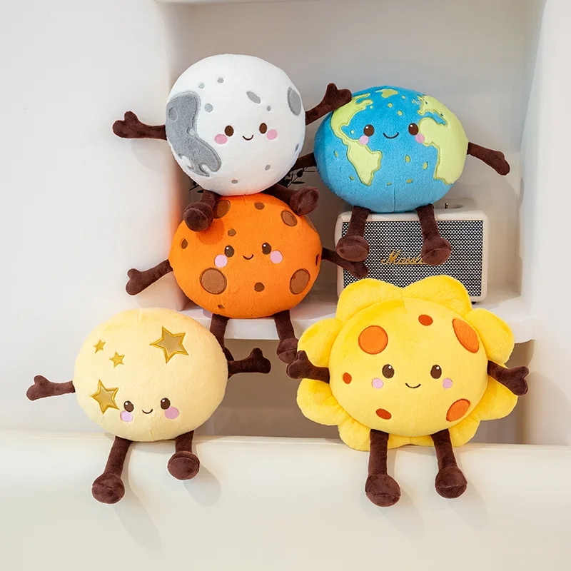 Planeta de pelúcia fofa de 10/20 cm ​ ​   Almofada Planeta com Tema Espacial ​   Almofada Sol Lua Terra Mas Peluches Brinquedo Macio Kawaii Bolsa Pingente