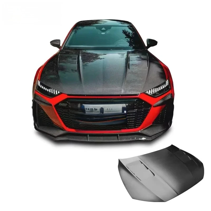Carbon Fiber Front Engine Hood with Bolts Sport Sedan 2018-2023 High Performance Bolt-On Gloss Easy Installation Exte