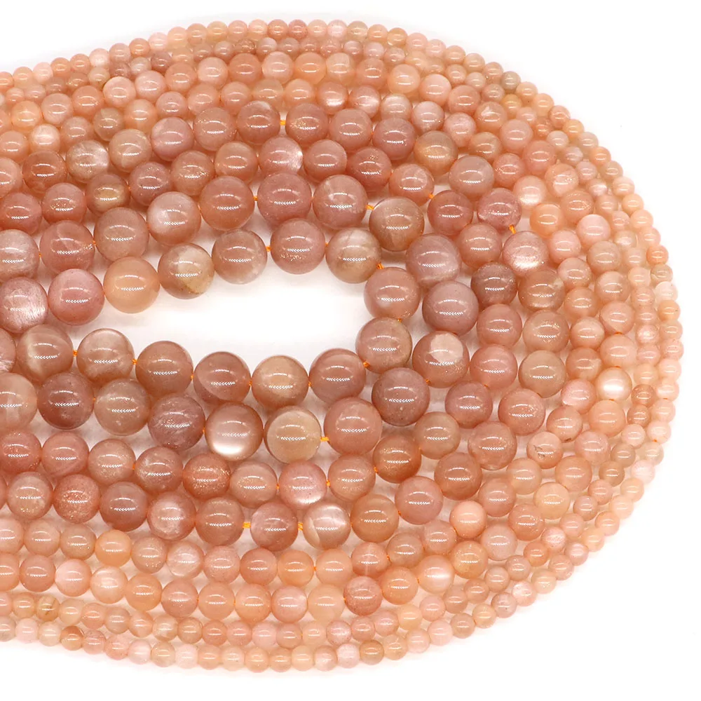 4/6/8/10mm Orange Sunstone Natural Stones Reiki Healing Crystal Round Loose Spacer Moonstone Gems for Jewelry Making Accessories