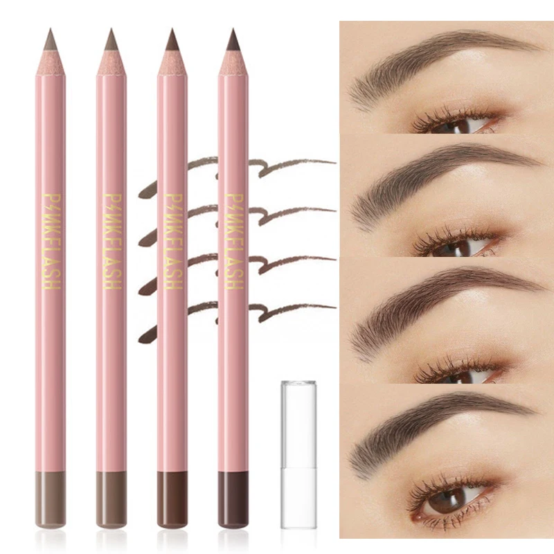 4 Color Natural Wood Eyebrow Pencil Waterproof and Sweat-proof Long Lasting Easy To Wear  Black Brown Makeup Eyebrow Cosmetics