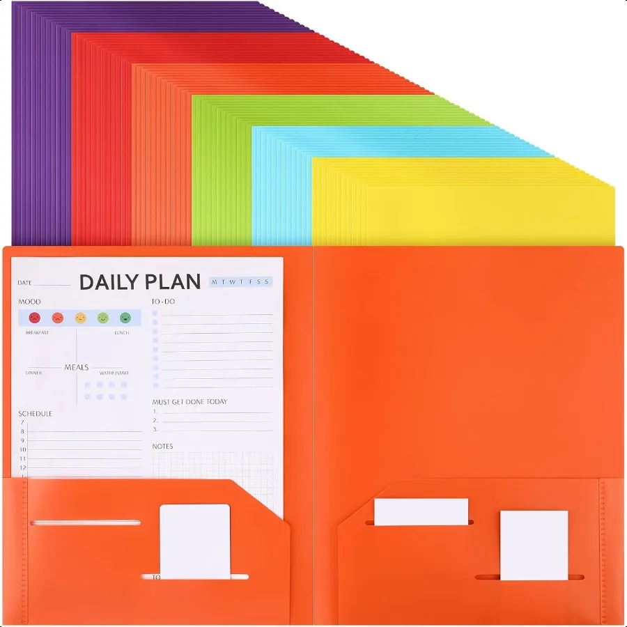 

72 Pcs Plastic Folders with 2 Pockets 11.6 x 9.4 Inch Heavy Duty Colored Pocket Folders Fit Letter Size Paper Bulk for School O