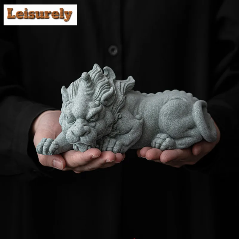 

Green Sand Stone Auspicious Beast Pixiu Tea Pet Vintage Tea Games Tea Figurine Play Toys Tea Statue Desk Ornaments Craftsmanship