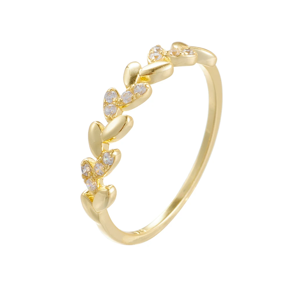 

Ladies 925 Sterling Silver Stackable Rice Flower Wreath Ring 14k Gold Plated Elegant Girl's Jewelry Accessory