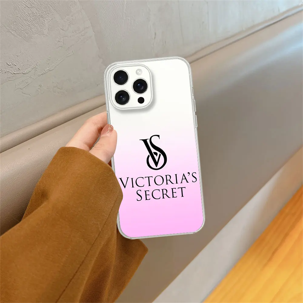 V-Victorias Luxury S-Secret Phone Case For iPhone 11 12 13 14 15 Pro 16 Max Plus Transparent Shell